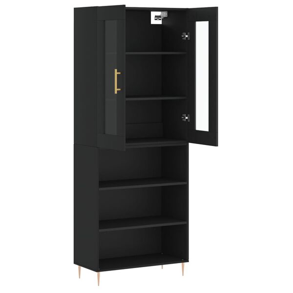 vidaXL Highboard svart 69,5x34x180 cm konstruert tre