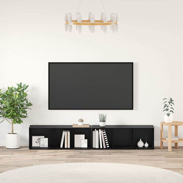 vidaXL TV-benksett 2 pcs Svart Eik 37 x 35 x 107cm Konstruert tre