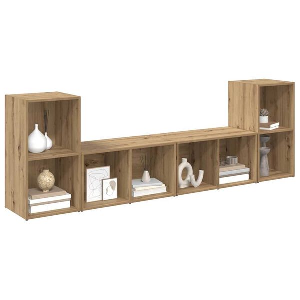 vidaXL TV-benksett 4 pcs Artisan Eik 37 x 37 x 72 cm Konstruert tre