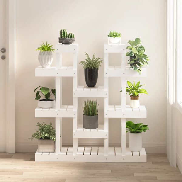 vidaXL Plantestativ hvit 104,5x25x109,5 cm heltre furu