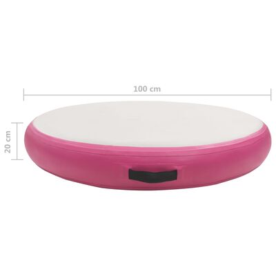 vidaXL Oppblåsbar gymnastikkmatte med pumpe 100x100x20 cm PVC rosa