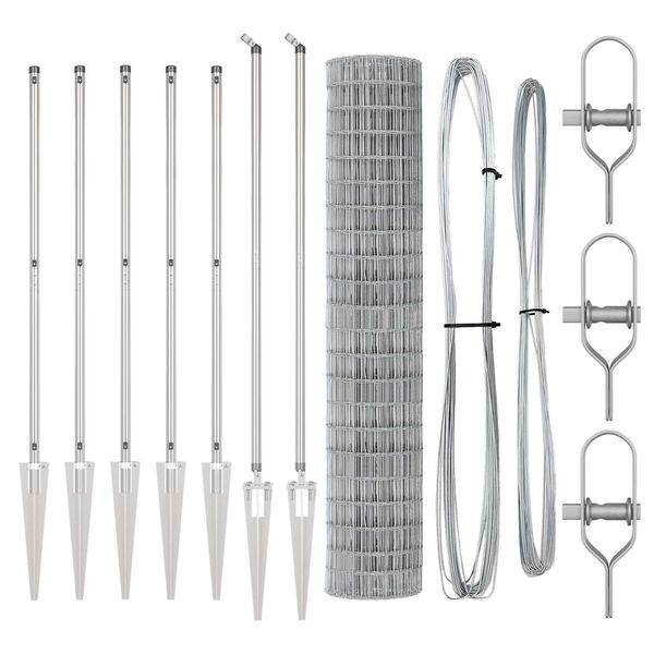 vidaXL Gjerde med stolpe s&oslash;lv 1,5 x 10 m St&aring;l