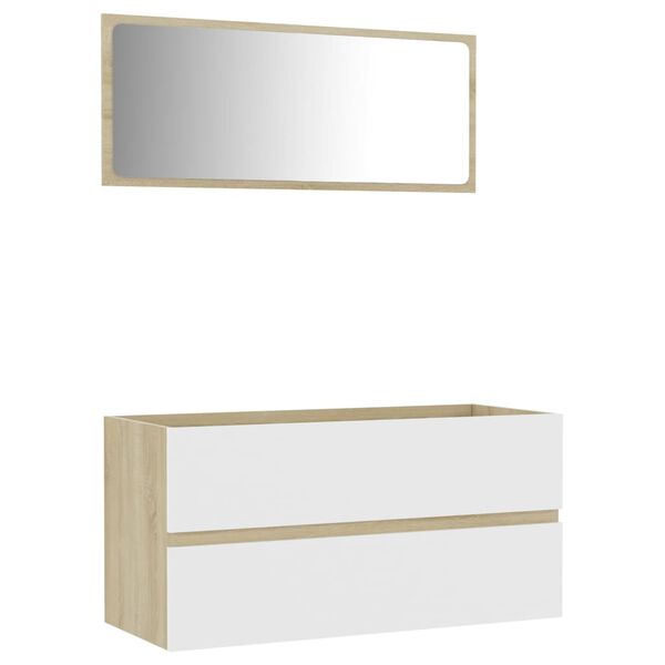 vidaXL Baderomsm&oslash;bler 2 stk hvit og sonoma eik sponplate