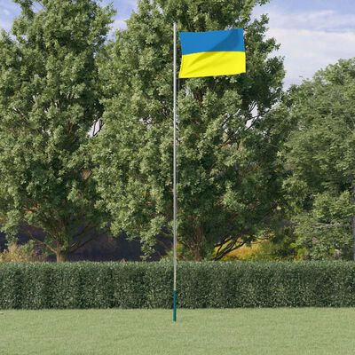 vidaXL Ukrainsk flagg og stang 6,23 m aluminium
