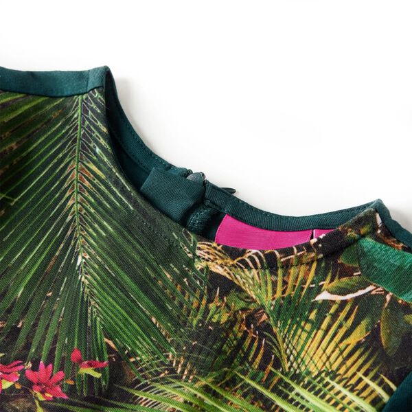 Barnekjole med lange ermer mørkegrønn 104