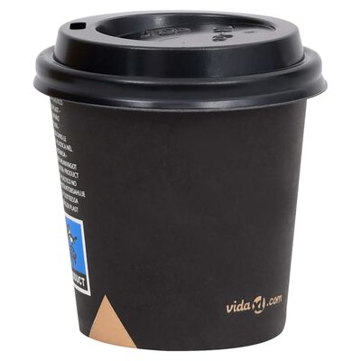 vidaXL Kaffepapirkopper med lokk 120 ml 1000 stk svart