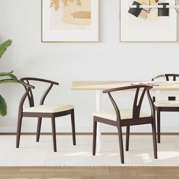 vidaXL Spisestuestol 2 pcs Lys Brun og Lys Solid Gummitre