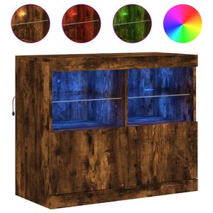 vidaXL Skjenk med LED-lys r&oslash;kt eik 81x37x67 cm
