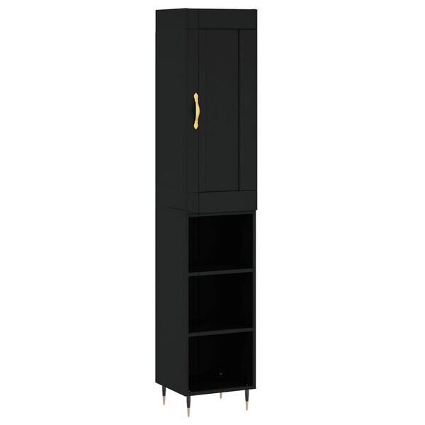 vidaXL Highboard svart 34,5x34x180 cm konstruert tre