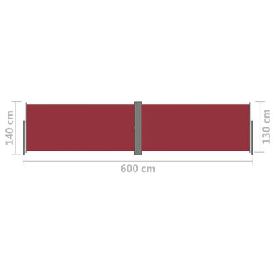 vidaXL Uttrekkbar sidemarkise 140x600 cm rød