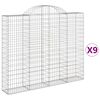 vidaXL Gabionkurver buede 9 stk 200x30x160/180 cm galvanisert jern