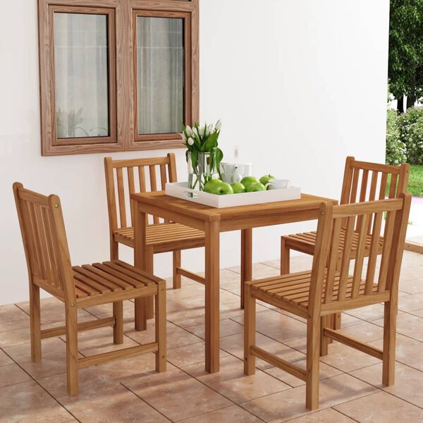 vidaXL 5-delt hagespisesett 80x80 cm heltre teak