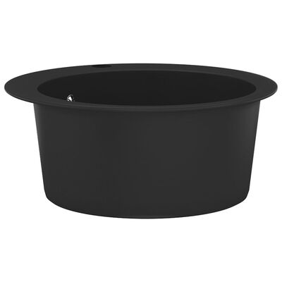 vidaXL Kjøkkenvask i granitt enkel kum rund svart