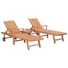 vidaXL Solsenger 2 stk med bord heltre teak