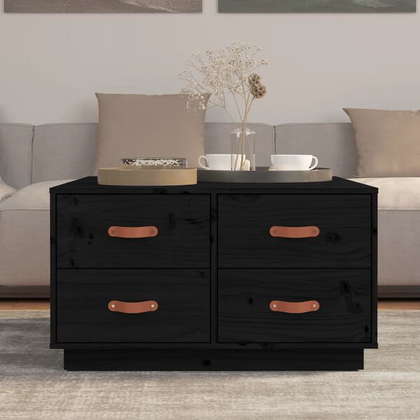 vidaXL Salongbord svart 80x80x45 cm heltre furu