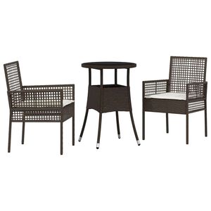 vidaXL Hage Spisegruppe 3 pcs Brun Poly rattan