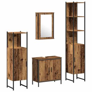 vidaXL Baderomsinnredningssett 4 stk. Brun 33 x 33 x 185,5 cm