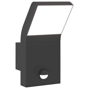 vidaXL Veggmonterte LED-utelampe med sensor svart st&oslash;pt aluminium
