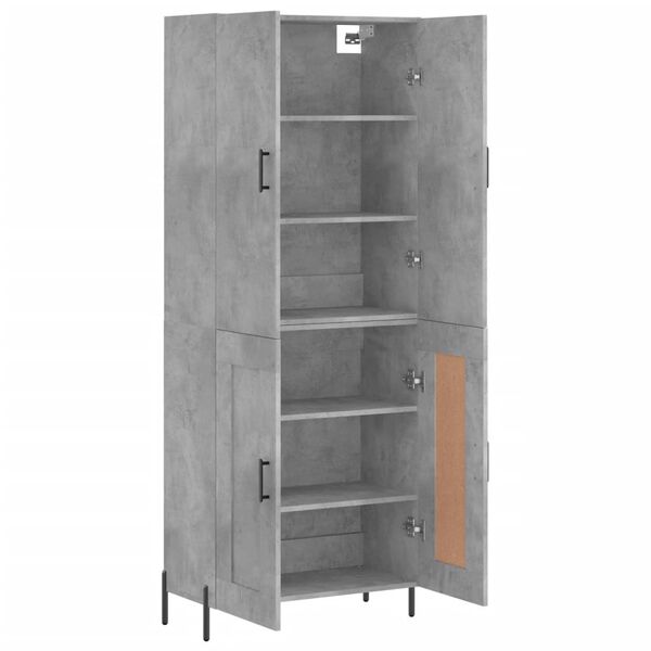 vidaXL Highboard betonggr&aring; 69,5x34x180 cm konstruert tre