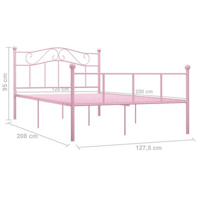 vidaXL Sengeramme rosa metall 120x200 cm