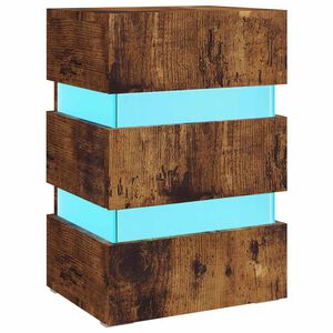 vidaXL LED-nattbord r&oslash;kt eik 45x35x67 cm konstruert tre