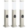 vidaXL Pullertlamper med stikkontakt 3 stk 50 cm rustfritt st&aring;l IP44