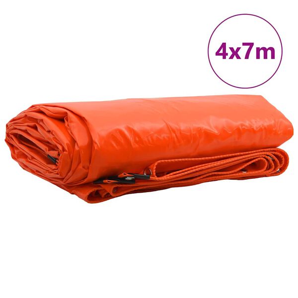 vidaXL Presenning 650g / m&sup2; Oransje 4 x 7 m Lerret med PVC-belegg