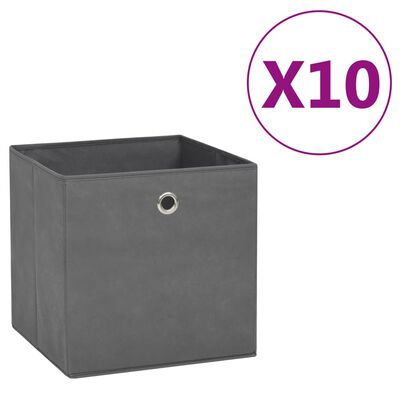 vidaXL Oppbevaringsbokser 10 stk ikke-vevet stoff 28x28x28 cm grå