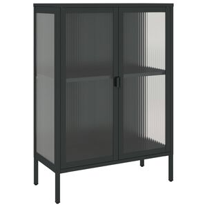 vidaXL Skjenk svart 75x35x105 cm glass og st&aring;l
