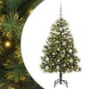 vidaXL Kunstig hengslet juletre med kjegler gr&oslash;nn 120 cm