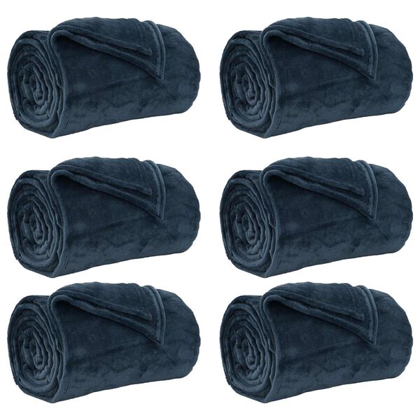 vidaXL Kastepledd 6 pcs Marinebl&aring; 220 x 240 cm Fleece