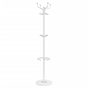 vidaXL Stumtjener med paraplyholder hvit 180 cm pulverlakkert jern