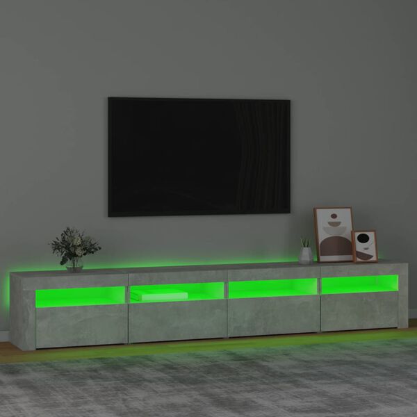 vidaXL TV-benk med LED-lys betonggrå 240x35x40 cm