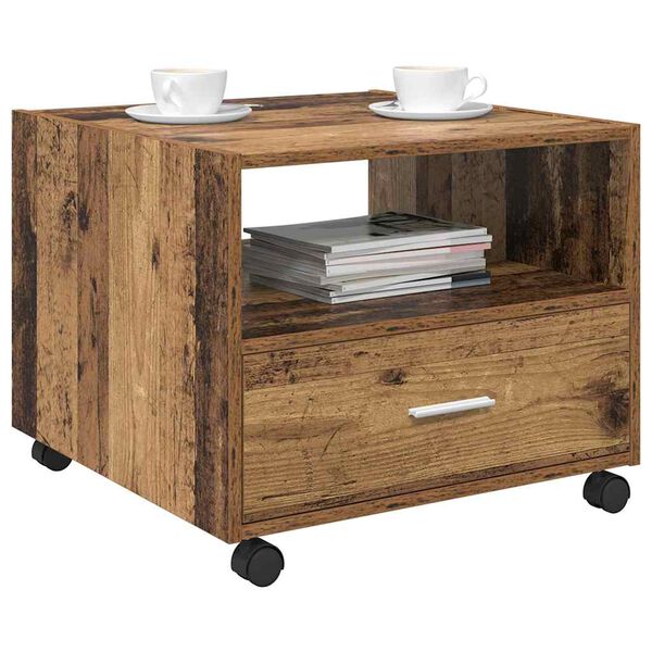 vidaXL Kaffebord med skuff Gamle tre 55 x 55 x 45cm Konstruert tre