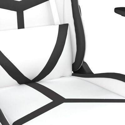 vidaXL Gamingstol med fotstøtte hvit og svart kunstskinn
