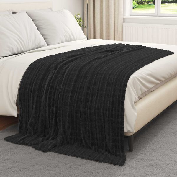 vidaXL Kastepledd 6 pcs Svart 200 x 150 cm Fleece