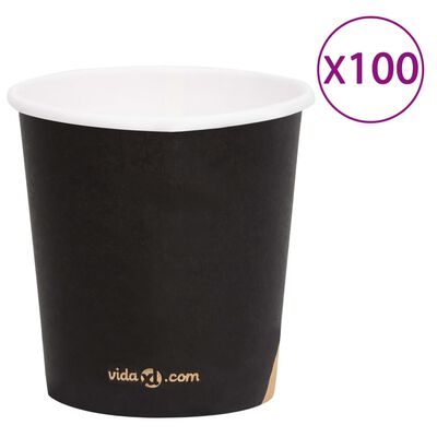 vidaXL Kaffepapirkopper 120 ml 100 stk svart