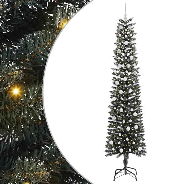vidaXL Kunstig juletre med 300 LED gr&oslash;nn 240 cm PVC og plast og st&aring;l