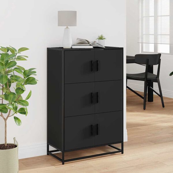 vidaXL Highboard svart 68x35x106,5 cm konstruert tre og metall
