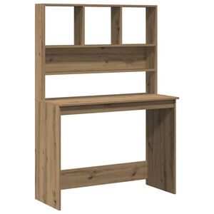 vidaXL Skrivebord med hyller artisan eik 102x45x148 cm konstruert tre
