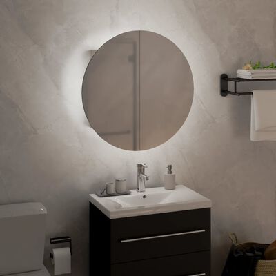 vidaXL Baderomsskap med rundt speil og LED hvit 40x40x17,5 cm