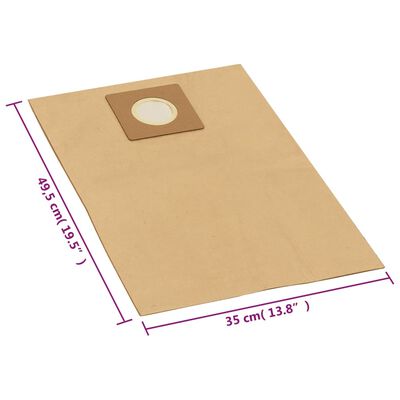 vidaXL Papirposer til våt-/tørrstøvsuger 10 stk brun