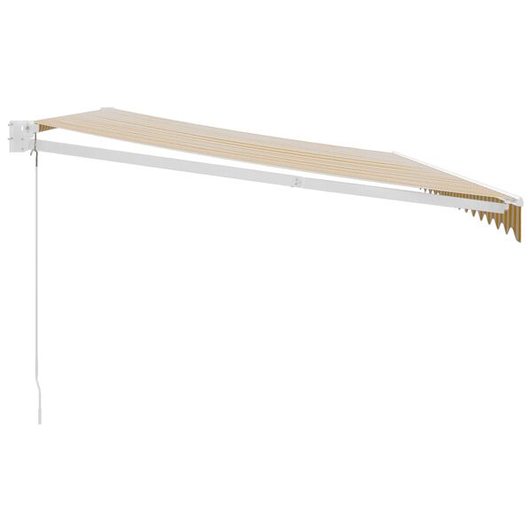 vidaXL Uttrekkbar markise gul og hvit 5x3 m stoff og aluminium