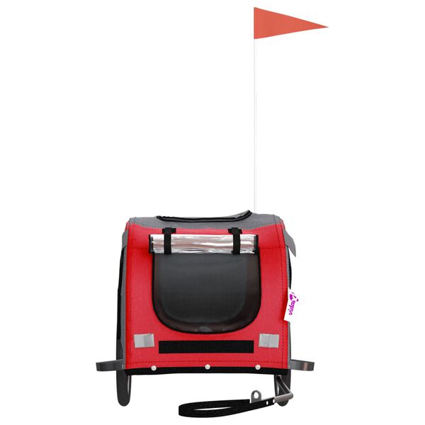 vidaXL Kjæledyrsykkelhenger rød og grå oxfordstoff og jern