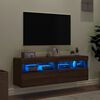 vidaXL TV-benker med LED-lys 2 stk brun eik 60x30x40 cm