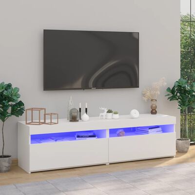 vidaXL TV-benker 2 stk med LED-lys høyglans hvit 75x35x40 cm