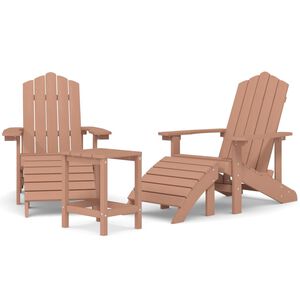 vidaXL Adirondack hagestoler med fotst&oslash;tte og bord HDPE brun