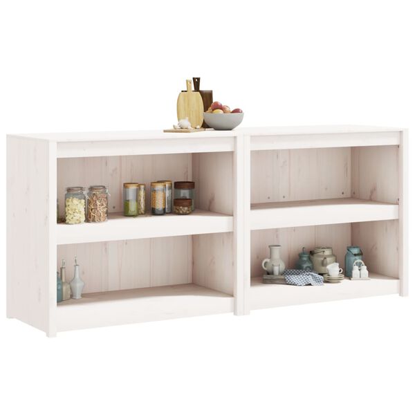 vidaXL Utekj&oslash;kkenskap 2 stk hvit heltre furu