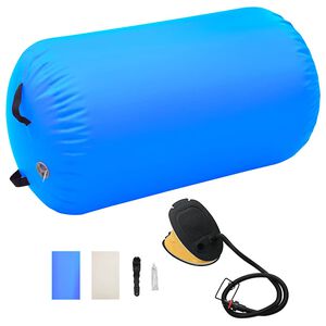 vidaXL Oppbl&aring;sbar gymnastikkrull med pumpe 100x60 cm PVC bl&aring;