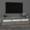 vidaXL TV-benk med LED-lys betonggrå 180x35x40 cm